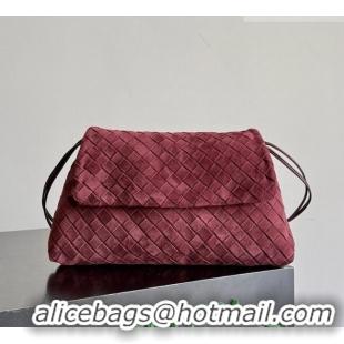 Well Crafted Bottega Veneta Giorno Shoulder Bag in Intrecciato Suede 857657 Burgundy 2026