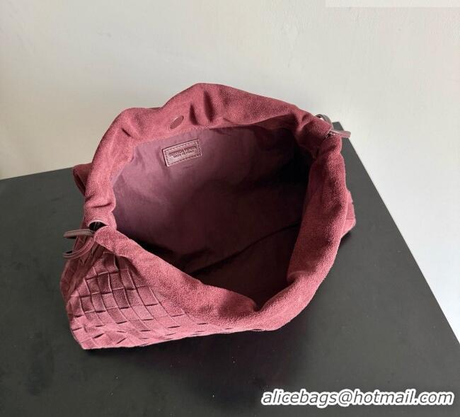 Well Crafted Bottega Veneta Giorno Shoulder Bag in Intrecciato Suede 857657 Burgundy 2026