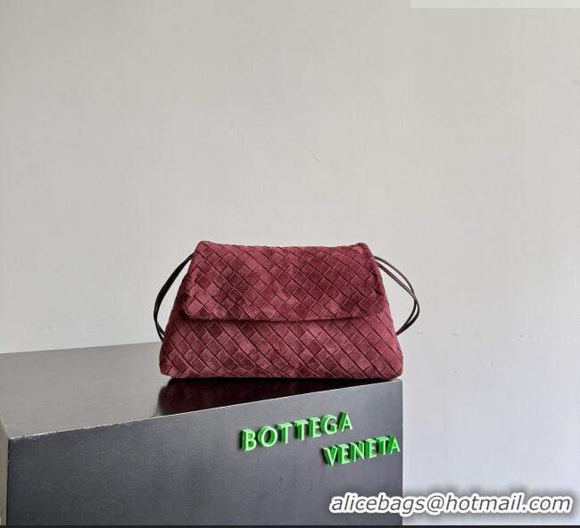 Well Crafted Bottega Veneta Giorno Shoulder Bag in Intrecciato Suede 857657 Burgundy 2026
