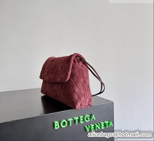 Well Crafted Bottega Veneta Giorno Shoulder Bag in Intrecciato Suede 857657 Burgundy 2026