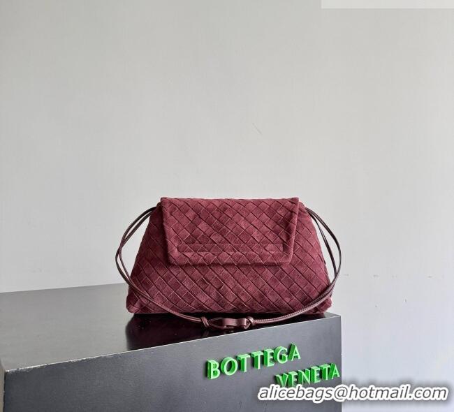 Well Crafted Bottega Veneta Giorno Shoulder Bag in Intrecciato Suede 857657 Burgundy 2026