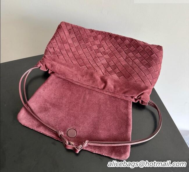 Well Crafted Bottega Veneta Giorno Shoulder Bag in Intrecciato Suede 857657 Burgundy 2026