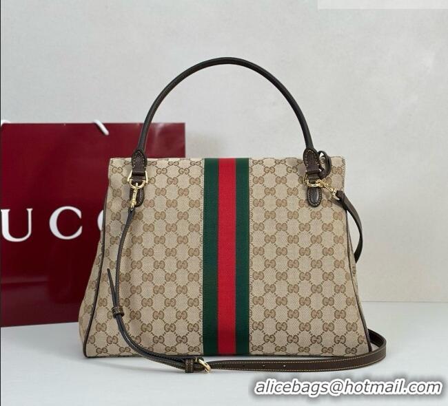 Unique Style Gucci Paparazzo Large Top Handle Bag in Sand and dark brown GG Canvas 875019 2026