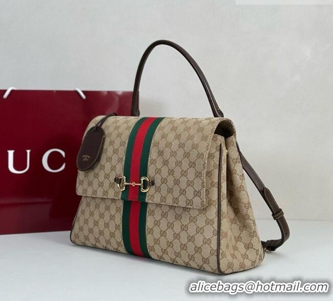 Unique Style Gucci Paparazzo Large Top Handle Bag in Sand and dark brown GG Canvas 875019 2026