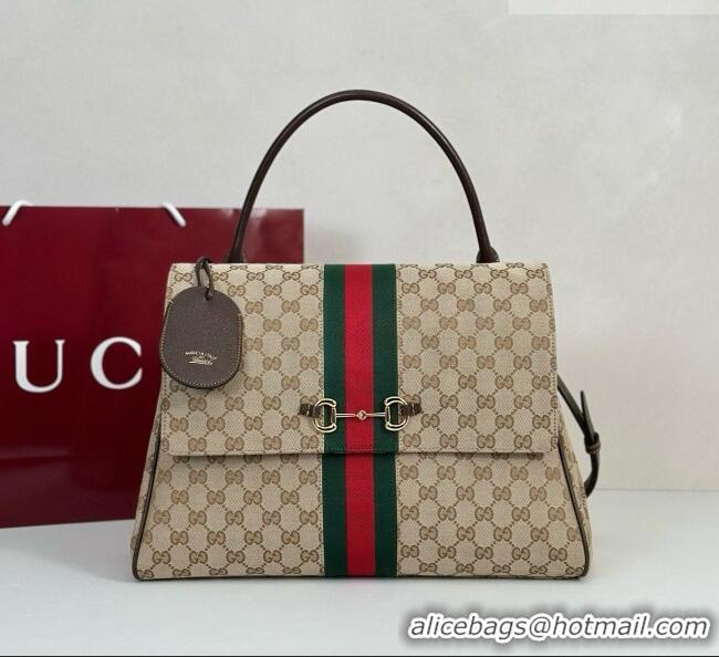 Unique Style Gucci Paparazzo Large Top Handle Bag in Sand and dark brown GG Canvas 875019 2026