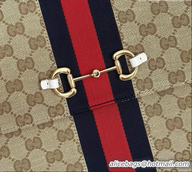Top Design Gucci Paparazzo Large Top Handle Bag in Sand and dark brown GG Canvas 875019 White 2026