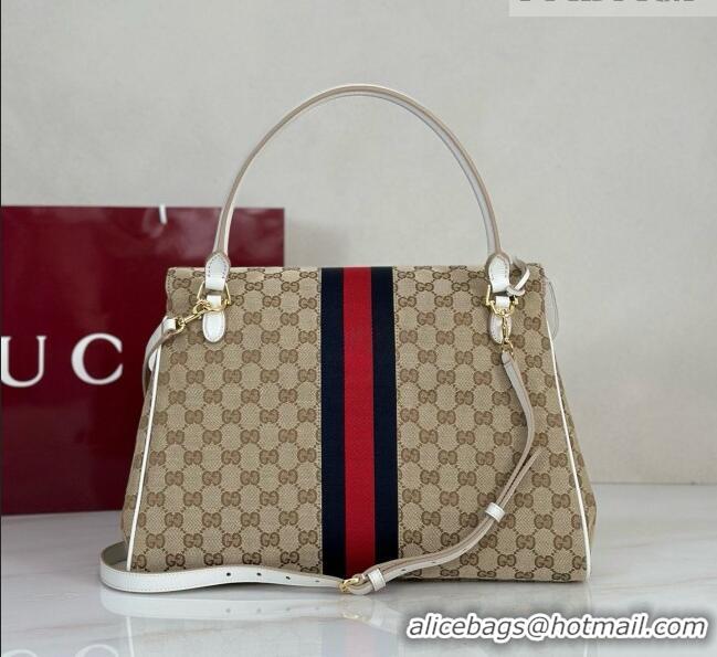 Top Design Gucci Paparazzo Large Top Handle Bag in Sand and dark brown GG Canvas 875019 White 2026