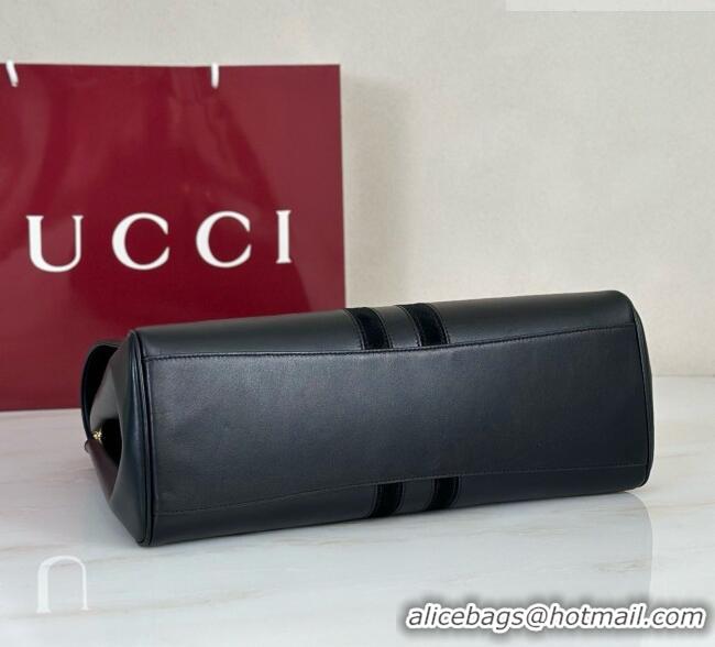 Good Discount Gucci Paparazzo Large Top Handle Bag in Calfskin & Suede 875019 Black 2026