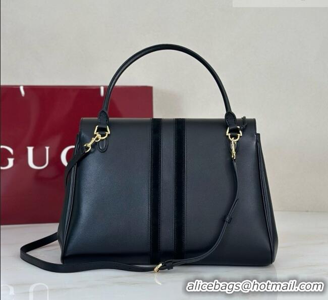 Good Discount Gucci Paparazzo Large Top Handle Bag in Calfskin & Suede 875019 Black 2026
