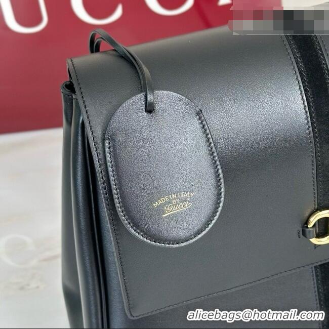 Good Discount Gucci Paparazzo Large Top Handle Bag in Calfskin & Suede 875019 Black 2026