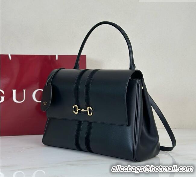 Good Discount Gucci Paparazzo Large Top Handle Bag in Calfskin & Suede 875019 Black 2026