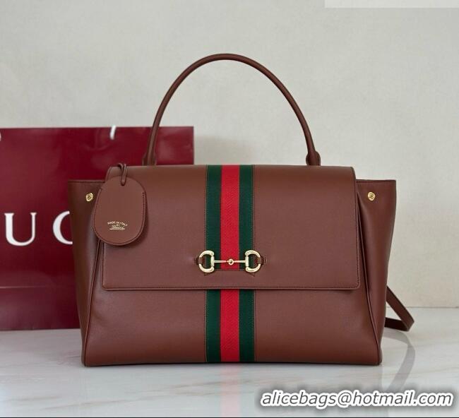 Buy Cheapest Gucci Paparazzo Large Top Handle Bag in Brown Calfskin & Web 875019 2026