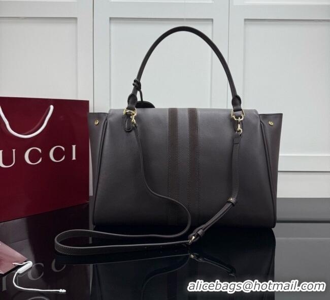 Sophisticated Gucci Paparazzo Large Top Handle Bag in Dark Brown Calfskin & Suede 875019 2026
