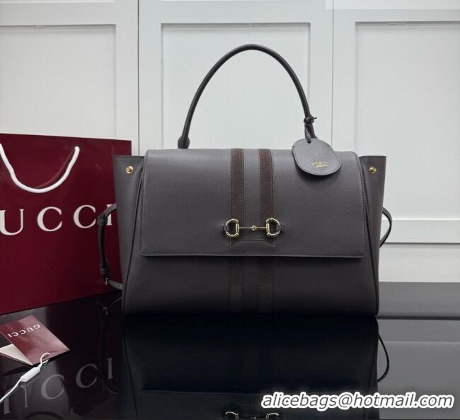 Sophisticated Gucci Paparazzo Large Top Handle Bag in Dark Brown Calfskin & Suede 875019 2026