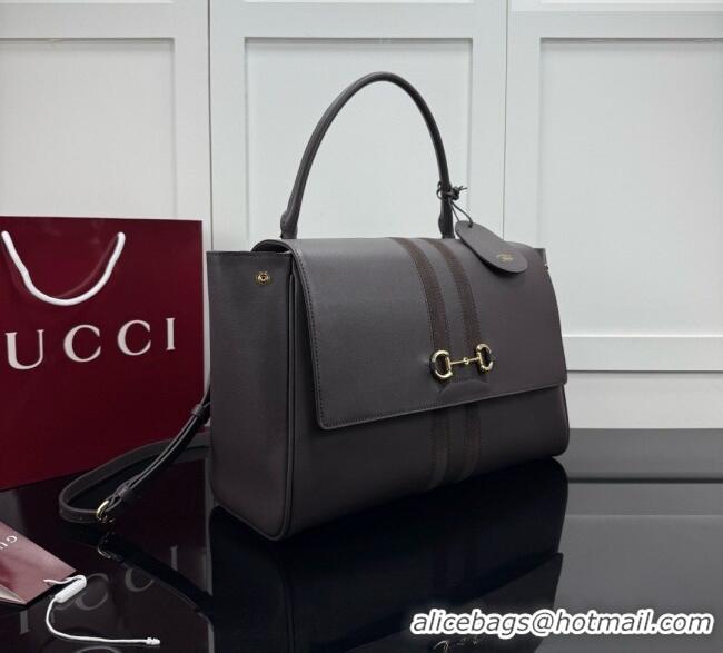 Sophisticated Gucci Paparazzo Large Top Handle Bag in Dark Brown Calfskin & Suede 875019 2026
