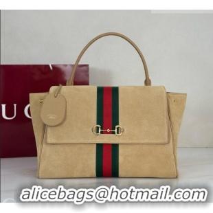 Traditional Discount Gucci Paparazzo Large Top Handle Bag in Light Brown Suede 875019 2026