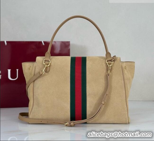 Traditional Discount Gucci Paparazzo Large Top Handle Bag in Light Brown Suede 875019 2026