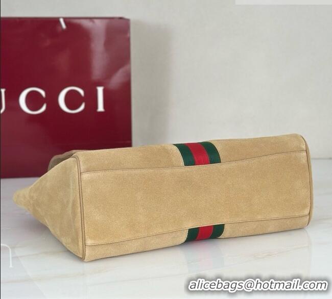 Traditional Discount Gucci Paparazzo Large Top Handle Bag in Light Brown Suede 875019 2026