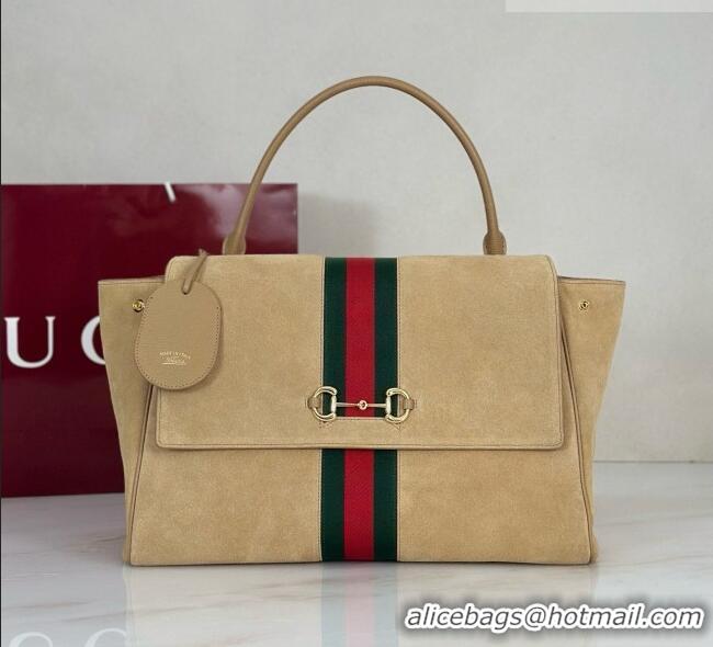 Traditional Discount Gucci Paparazzo Large Top Handle Bag in Light Brown Suede 875019 2026