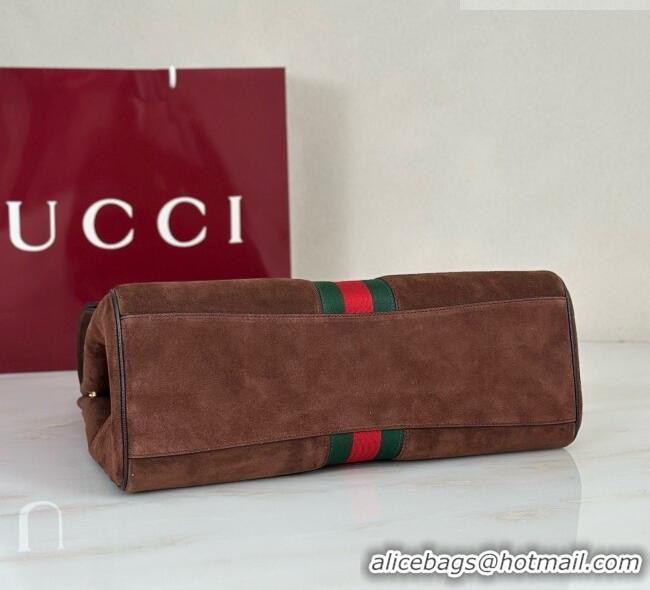 Famous Brand Gucci Paparazzo Large Top Handle Bag in Dark Brown Suede 875019 2026