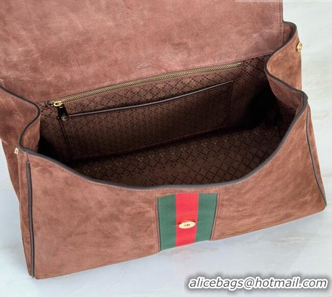 Famous Brand Gucci Paparazzo Large Top Handle Bag in Dark Brown Suede 875019 2026