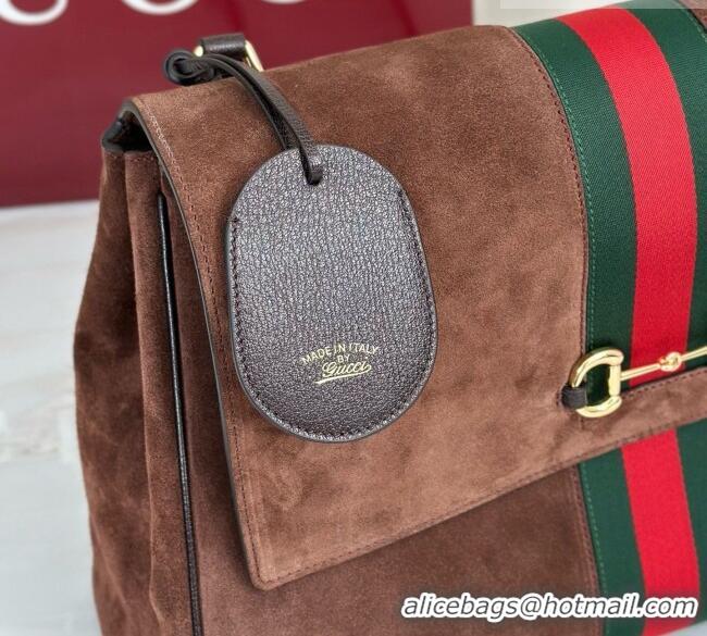 Famous Brand Gucci Paparazzo Large Top Handle Bag in Dark Brown Suede 875019 2026
