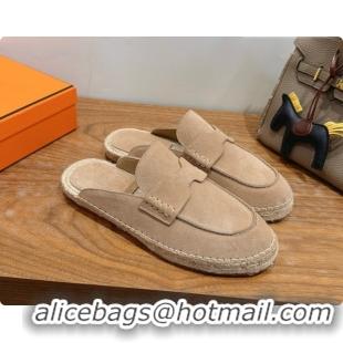 Best Quality Hermes Nil Espadrilles Mules in Camel Suede Calfskin H091550 2026