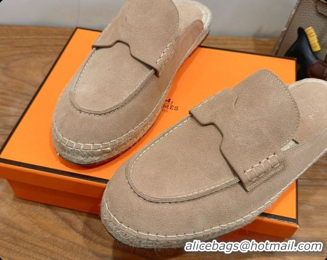 Best Quality Hermes Nil Espadrilles Mules in Camel Suede Calfskin H091550 2026