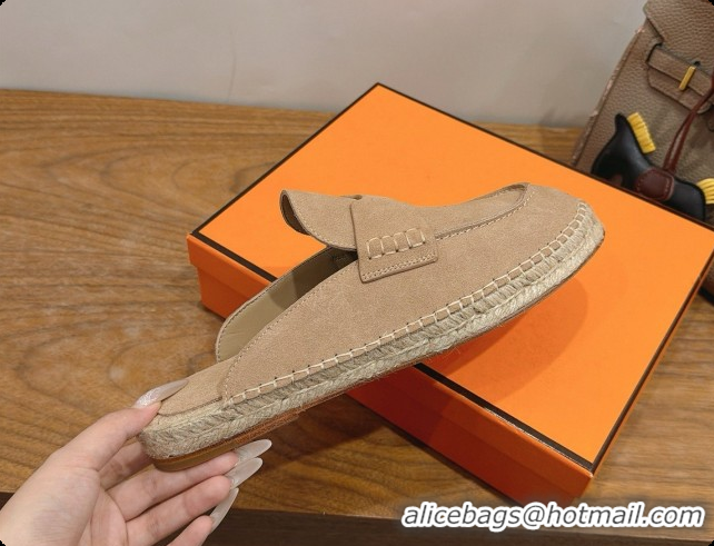 Best Quality Hermes Nil Espadrilles Mules in Camel Suede Calfskin H091550 2026