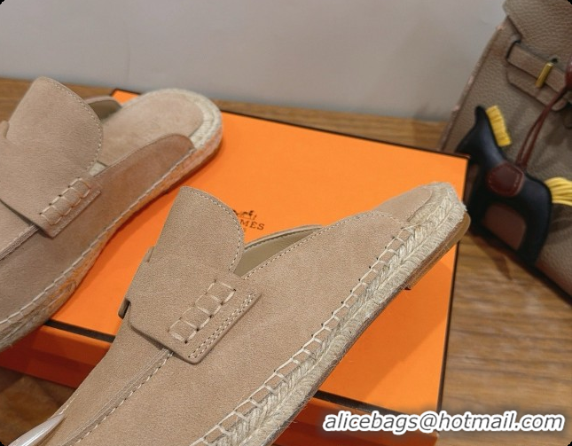 Best Quality Hermes Nil Espadrilles Mules in Camel Suede Calfskin H091550 2026