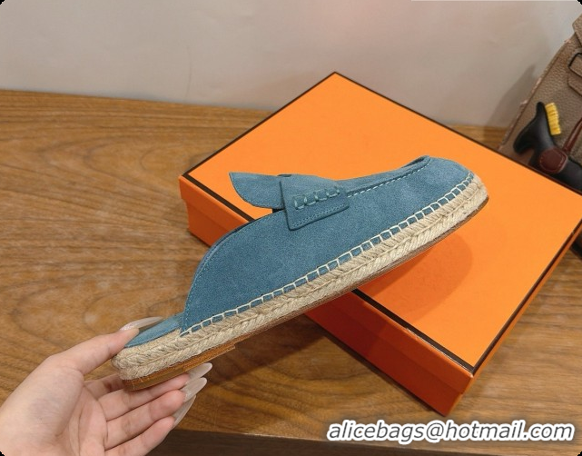 Top Quality Hermes Nil Espadrilles Mules in Blue Suede Calfskin H091551 2026