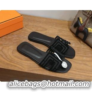 Stylish Hermes Oran Sandals H091553 Black 2026