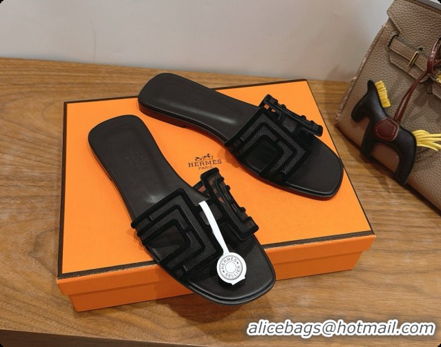 Stylish Hermes Oran Sandals H091553 Black 2026