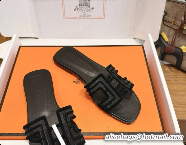 Stylish Hermes Oran Sandals H091553 Black 2026