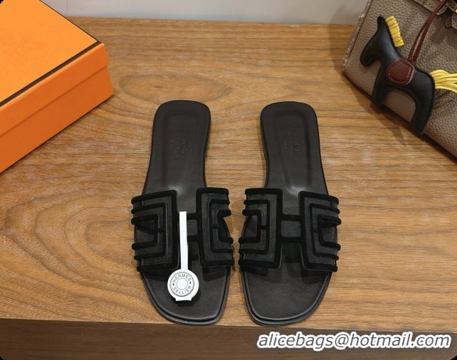 Stylish Hermes Oran Sandals H091553 Black 2026