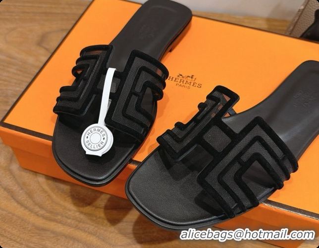 Stylish Hermes Oran Sandals H091553 Black 2026