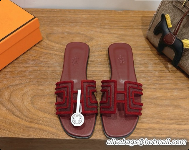 Sophisticated Hermes Oran Sandals H091555 Burgundy 2026