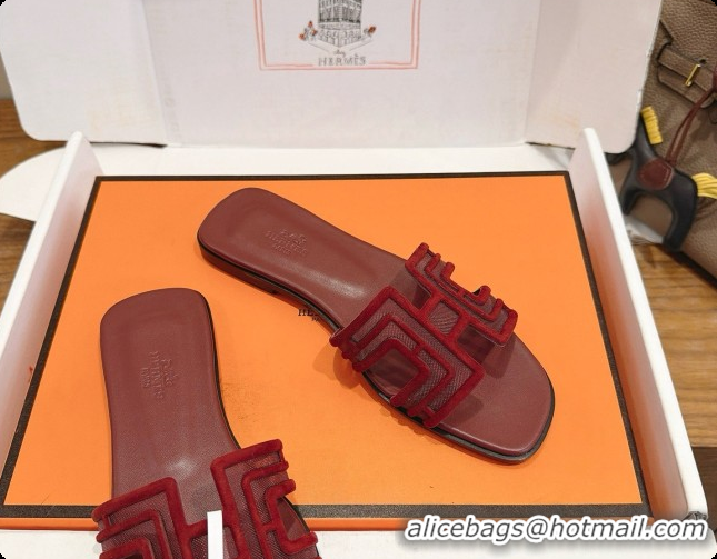 Sophisticated Hermes Oran Sandals H091555 Burgundy 2026