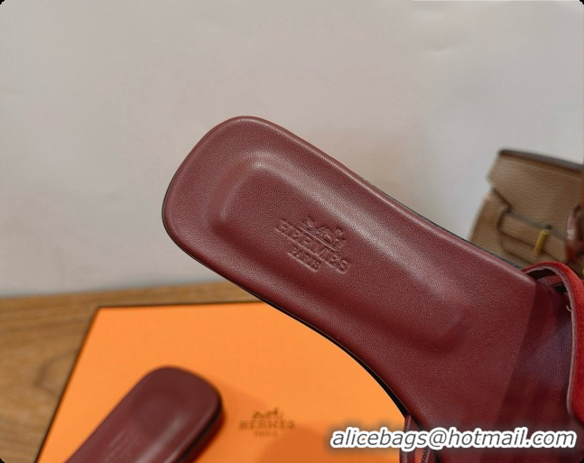 Sophisticated Hermes Oran Sandals H091555 Burgundy 2026