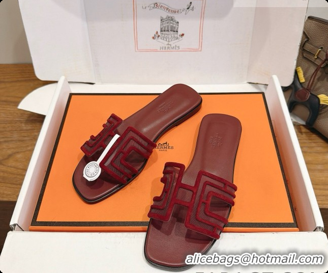 Sophisticated Hermes Oran Sandals H091555 Burgundy 2026