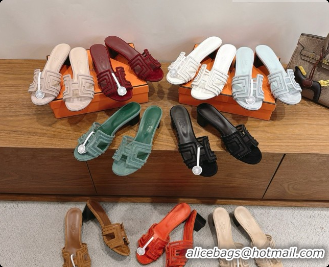Popular Style Hermes Oasis Sandals in Suede & Mesh 4.5cm Heel H091562 Beige 2026
