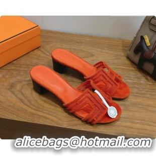 Good Looking Hermes Oasis Sandals in Suede & Mesh 4.5cm Heel H091563 Orange 2026