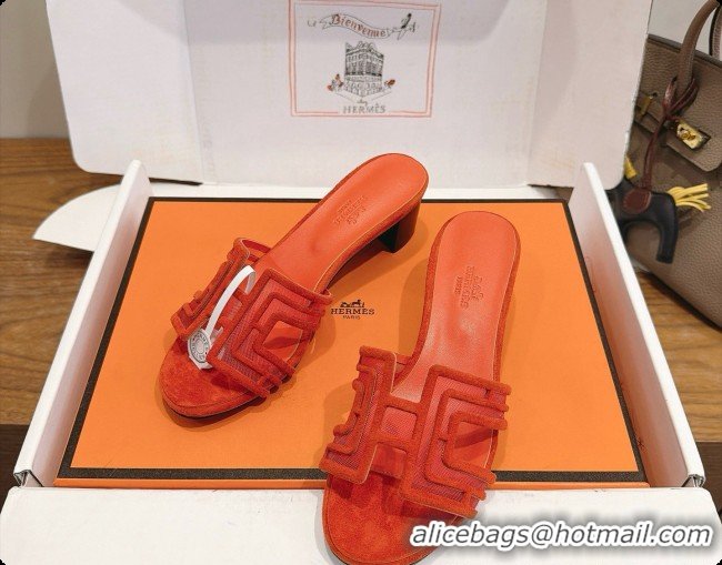 Good Looking Hermes Oasis Sandals in Suede & Mesh 4.5cm Heel H091563 Orange 2026