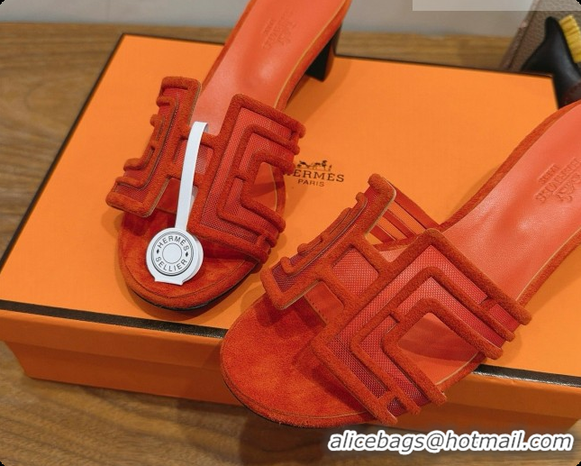 Good Looking Hermes Oasis Sandals in Suede & Mesh 4.5cm Heel H091563 Orange 2026