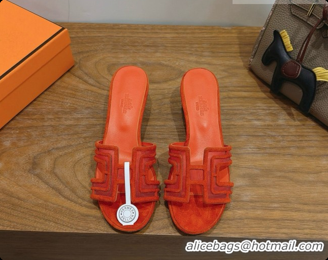 Good Looking Hermes Oasis Sandals in Suede & Mesh 4.5cm Heel H091563 Orange 2026