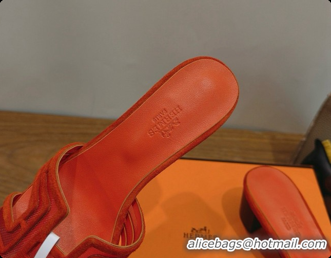 Good Looking Hermes Oasis Sandals in Suede & Mesh 4.5cm Heel H091563 Orange 2026