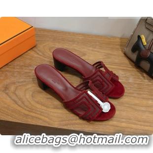 Buy Luxury Hermes Oasis Sandals in Suede & Mesh 4.5cm Heel H091564 Brugundy 2026