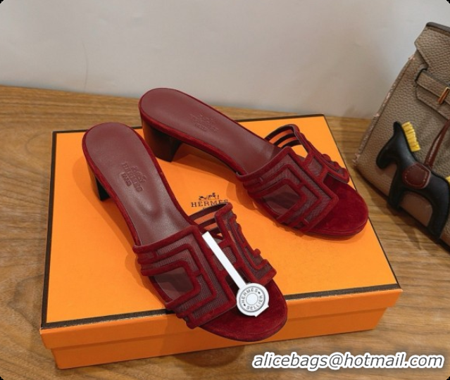 Buy Luxury Hermes Oasis Sandals in Suede & Mesh 4.5cm Heel H091564 Brugundy 2026