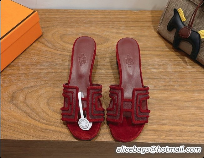 Buy Luxury Hermes Oasis Sandals in Suede & Mesh 4.5cm Heel H091564 Brugundy 2026