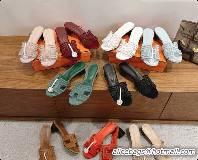 Buy Luxury Hermes Oasis Sandals in Suede & Mesh 4.5cm Heel H091564 Brugundy 2026